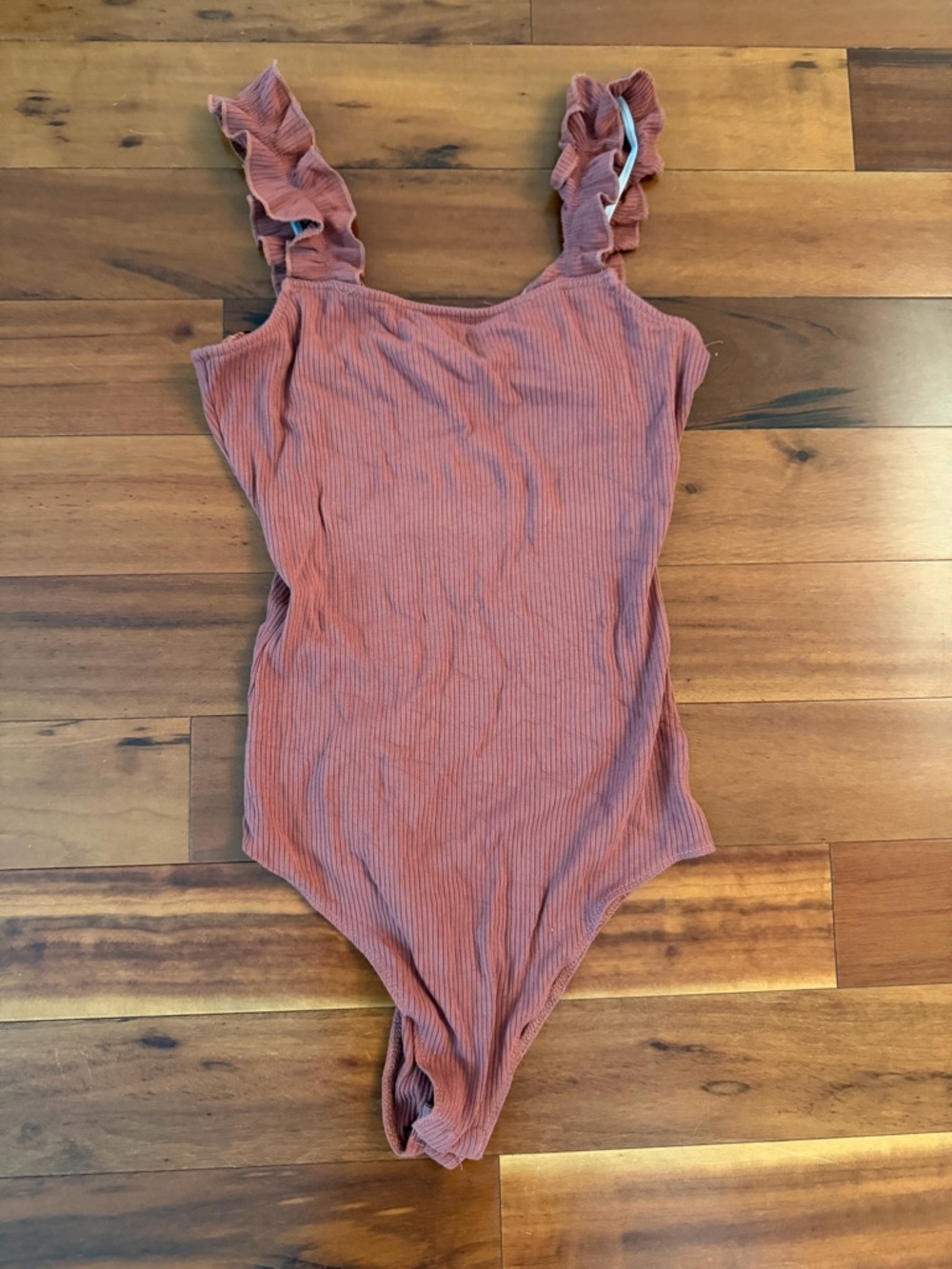 She + Sky Pink Ribbed  with Ruffle Straps